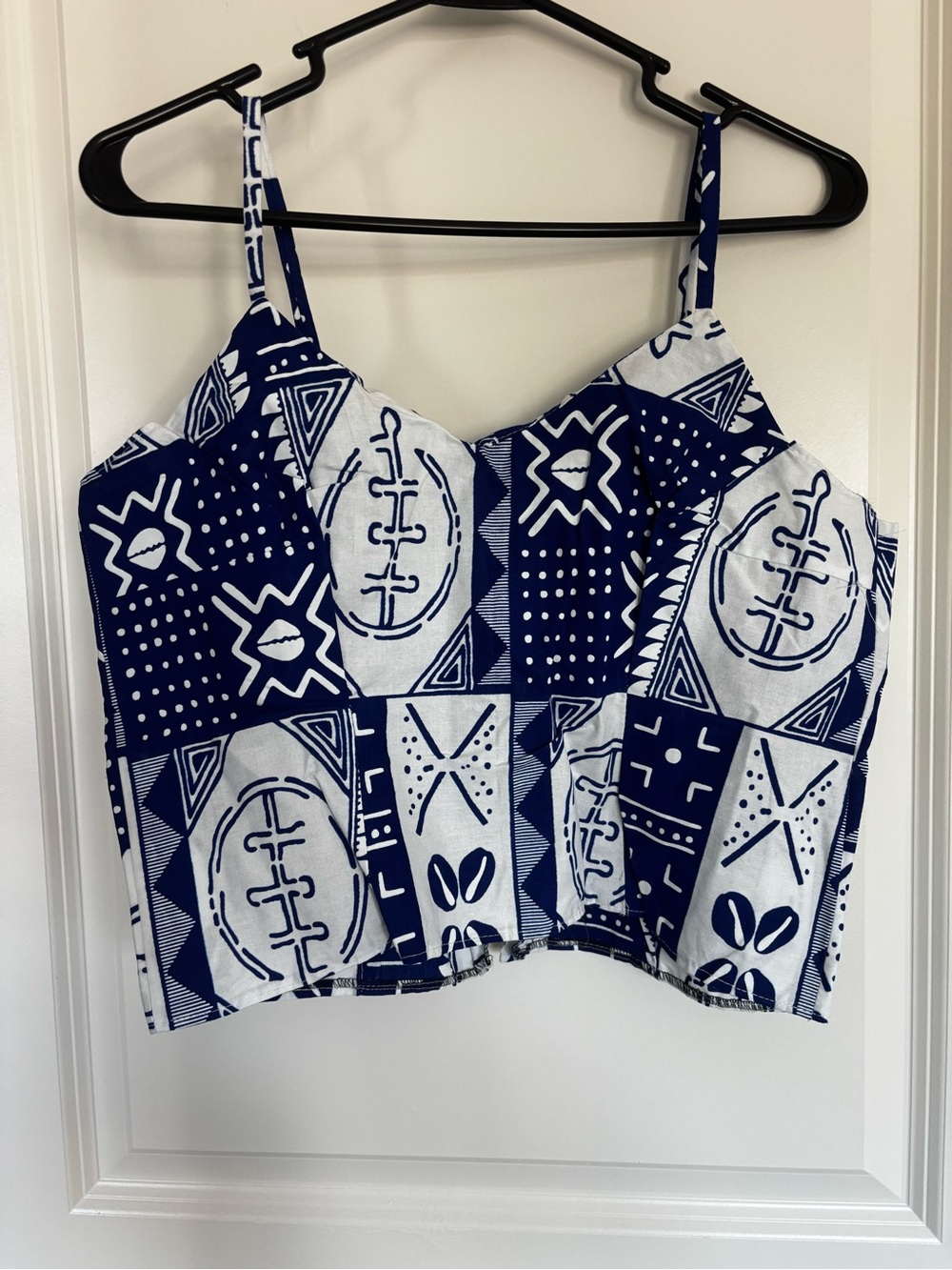 Women’s Navy & White Patterned Cropped Cami Top and long skirt